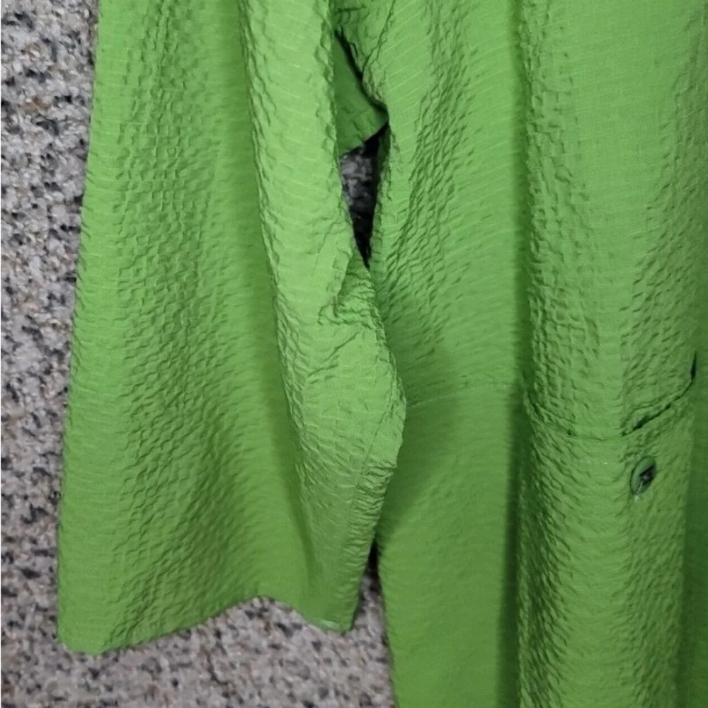 Habitat Top Womens Large Green Button Up Textured Collared Pockets Casual Ladies - Picture 6 of 9